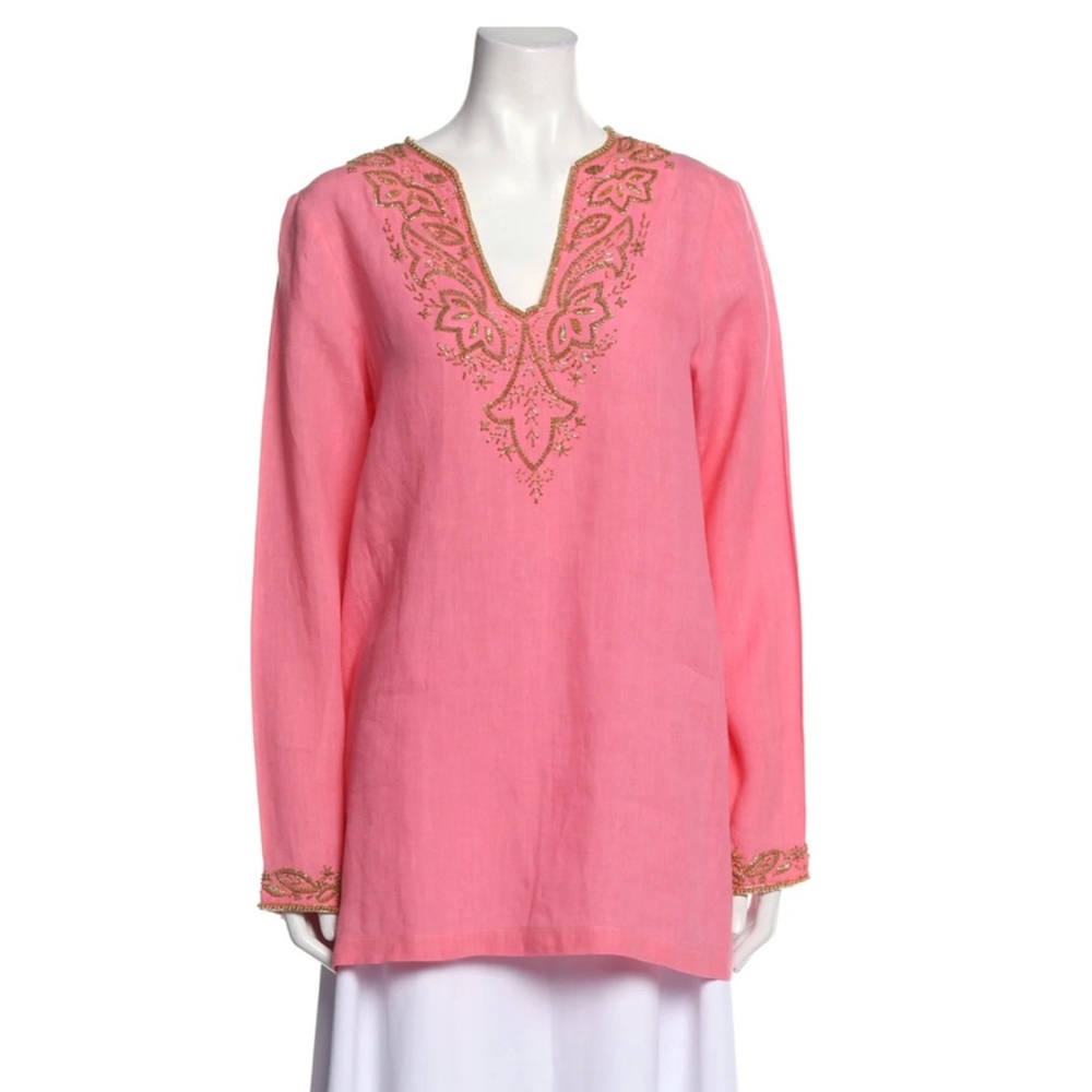 Michael Kors Collection embellished 100% linen tunic, excellent condition.